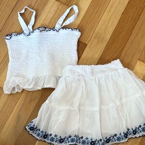 Ralph Lauren White Smocked Garment with Navy Details